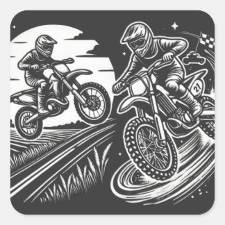 Motorcycle Biker Motocross Adventure Design スクエアシール