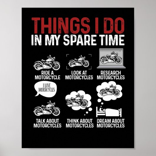 Motorcycle Biker Rider Things I Do In My Spare ポスター (正面)