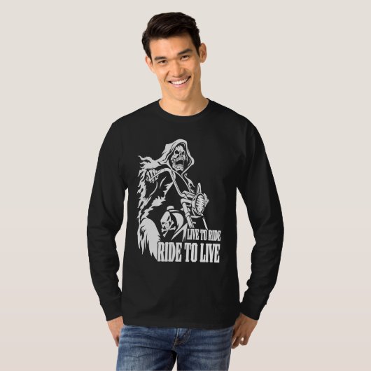 Motorcycle Biker Skeleton Skull Live To Ride Ride  Tシャツ (正面フル)