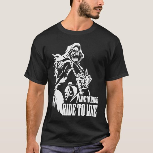 Motorcycle Biker Skeleton Skull Live To Ride Ride  Tシャツ (正面)