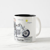 Motorcycle Couple Cartoon by PrintedPerfection.com ツートーンマグカップ (正面右)