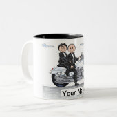 Motorcycle Couple Cartoon by PrintedPerfection.com ツートーンマグカップ (正面左)