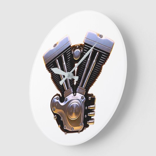 Motorcycle Engine Wall Clock ラージ壁時計 (傾斜)
