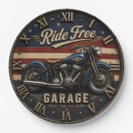 Motorcycle Garage Vintage American Biker Decor ペーパープレート