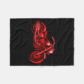 Motorcycle Heart Biker Valentines Day Rider Couple フリースブランケット (正面(横))