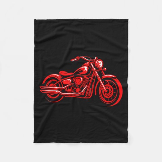Motorcycle Heart Biker Valentines Day Rider Couple フリースブランケット (正面)