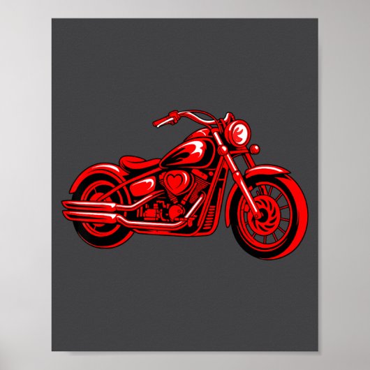 Motorcycle Heart Biker Valentines Day Rider Couple ポスター (正面)
