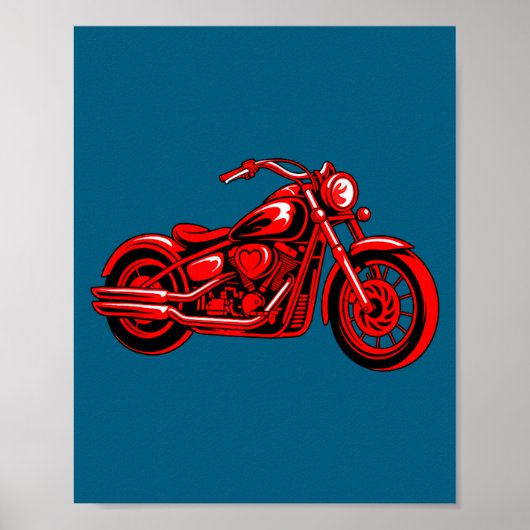 Motorcycle Heart Biker Valentines Day Rider Couple ポスター (正面)