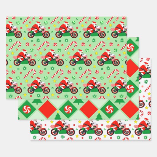 Motorcycle Holiday Gift Wrapping Paper ラッピングペーパーシート (セット)