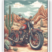 Motorcycle in Desert Cactus Western Set (4) シール (正面)