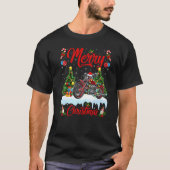 Motorcycle Lights Xmas Tree Santa Motorcycle Chri Tシャツ (正面)