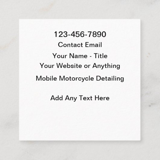 Motorcycle Mobile Detailing Services スクエア名刺 (裏面)