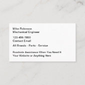 Motorcycle Mobile Mechanic Service 名刺 (裏面)