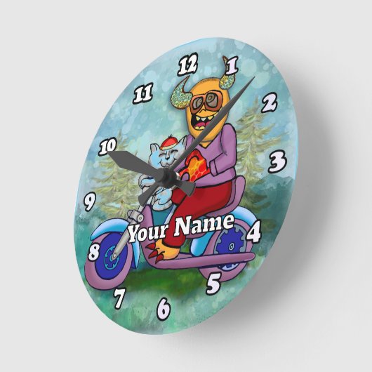 Motorcycle Monster ラウンド壁時計 (傾斜)