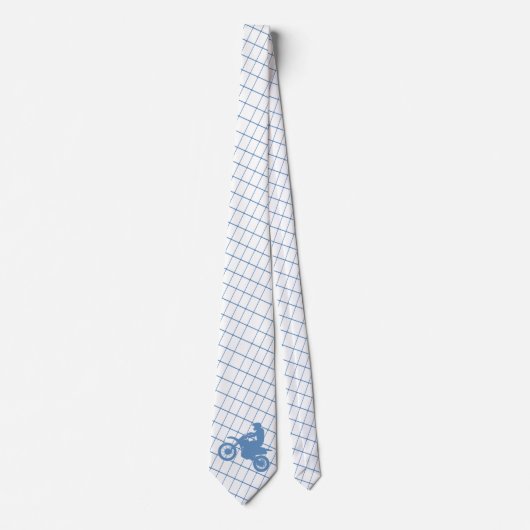 Motorcycle Motocross Racing  on Blue Check Necktie ネクタイ (正面)