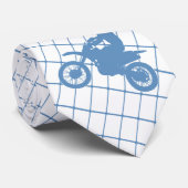 Motorcycle Motocross Racing  on Blue Check Necktie ネクタイ (ロール)