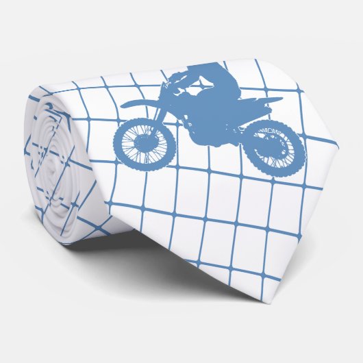 Motorcycle Motocross Racing  on Blue Check Necktie ネクタイ (ロール)