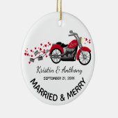 Motorcycle Newlyweds結婚's with Photo セラミックオーナメント (右)