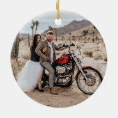 Motorcycle Newlyweds結婚's with Photo セラミックオーナメント (裏面)