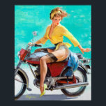 Motorcycle Pin Up ポスター<br><div class="desc">Vintage pin up. Very high resolution image direct from the original canvas oil painting.</div>