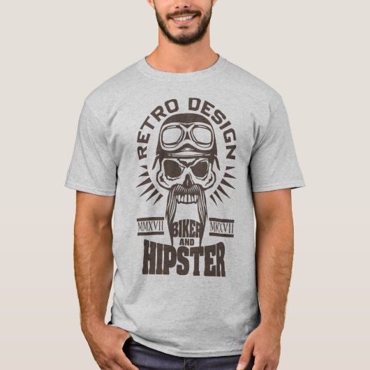 Motorcycle retro design biker and hipster tシャツ (正面)