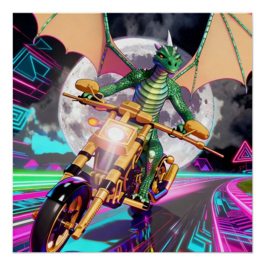 Motorcycle Riding Dragon ポスター (正面)