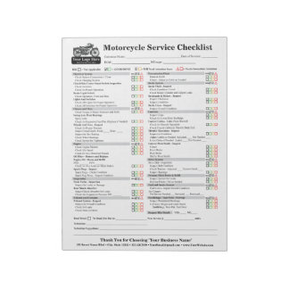 Motorcycle Service Checklist 8.5x11 ノートパッド