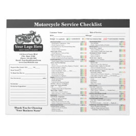 Motorcycle Service Checklist 8.5x11 Landscape ノートパッド