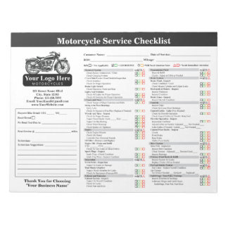 Motorcycle Service Checklist 8.5x11 Landscape ノートパッド