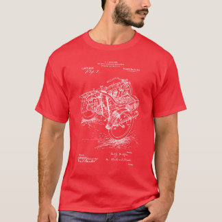 Motorcycle Side Car Vintage Patent Print girl Tシャツ