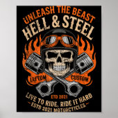 Motorcycle Skull And Ston Crossbones For Men Biker ポスター (正面)