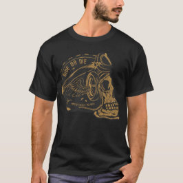 Motorcycle tete de mort crane skull casque motard  tシャツ
