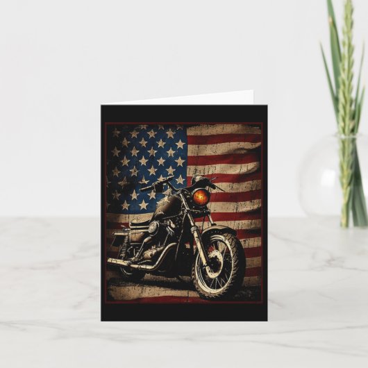 Motorcycle Usa Flag Retro Biker カード (正面)