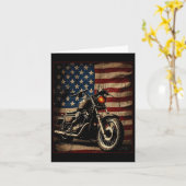 Motorcycle Usa Flag Retro Biker カード (黄色い花)