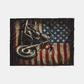 Motorcycle Usa Flag Retro Biker  フリースブランケット (正面(横))