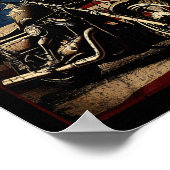 Motorcycle Usa Flag Retro Biker  ポスター (角)