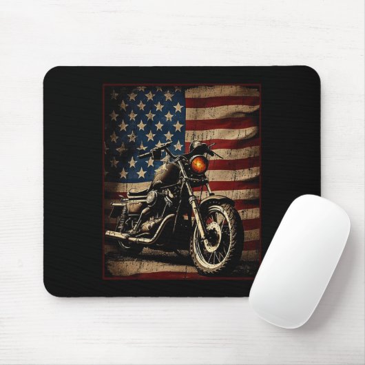 Motorcycle Usa Flag Retro Biker マウスパッド (マウス)