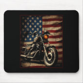 Motorcycle Usa Flag Retro Biker マウスパッド (正面)