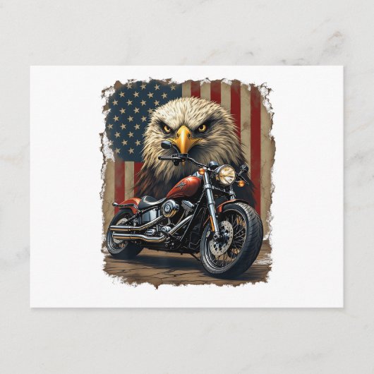 Motorcycle USA Flag Retro Biker Chopper エンクロージャーカード (正面)