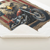 Motorcycle USA Flag Retro Biker Chopper シェルパブランケット (3/4)