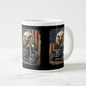 Motorcycle USA Flag Retro Biker Chopper ジャンボコーヒーマグカップ (正面右)