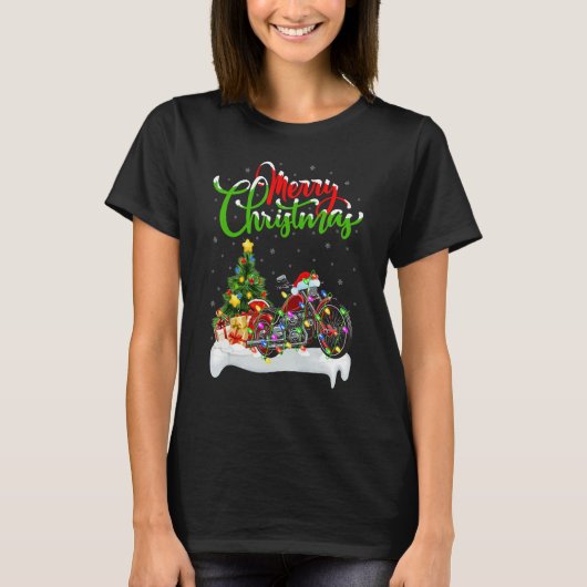 Motorcycle   Xmas Decorations Santa Motorcycle Chr Tシャツ (正面)