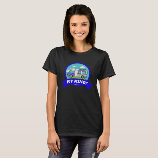 Motorhome Camping Camper Caravan  &  RV King Tシャツ (正面フル)