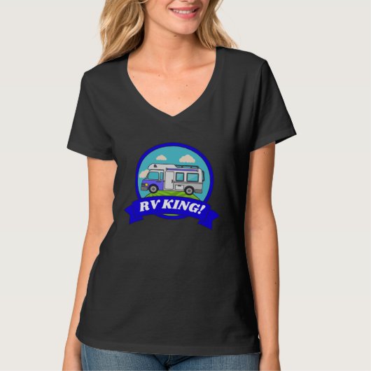 Motorhome Camping Camper Caravan & RV King Tシャツ (正面)