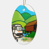 Motorhome RV: 屋根付橋による生命 セラミックオーナメント (左)