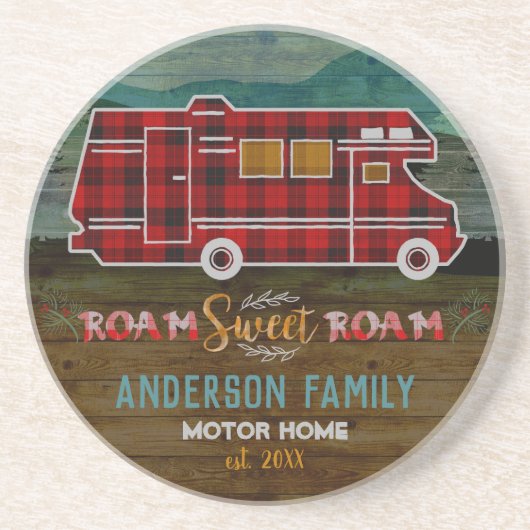 Motorhome RV Camper TravelヴァンRustic Personalized コースター (正面)