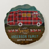 Motorhome RV Camper TravelヴァンRustic Personalized ラウンドクッション (裏面)