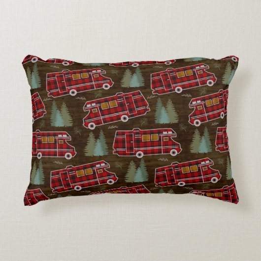 Motorhome RV Camper TravelヴァンRustic Pineパターン アクセントクッション (正面)