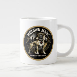 Motown Made Detroit Boxer Dog Labor & Music Pride  ジャンボコーヒーマグカップ