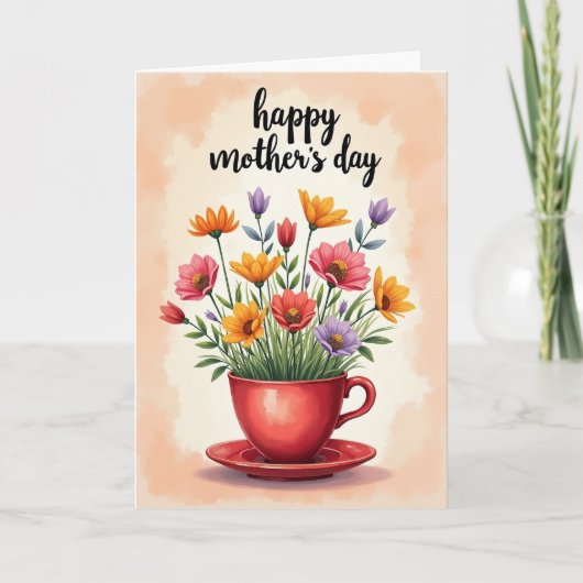 Mottled Floral Tea Cup Card カード (正面)